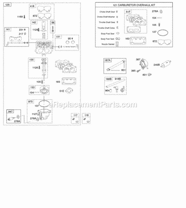 Carburetor Fuel Supply Kit-Carburetor Overhaul Diagram and Parts List for 44P977-0110-G5  Briggs and Stratton Engine